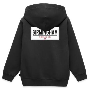 Ortsschild in Birmingham - Kinder Premium Organic Zip Hoodie - Schwarz - Hinten - AI Model Kid Male (0cm)