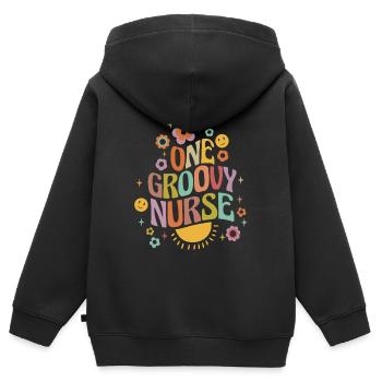 Une infirmière groovy - Sweat Premium à capuche zippé enfant bio - noir - Dos - AI Model Kid Male (0cm)
