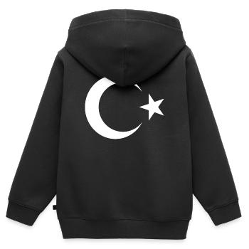 Turquie - Sweat Premium à capuche zippé enfant bio - noir - Dos - AI Model Kid Male (0cm)