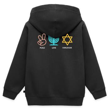 Hanukkah Chanukkah Hanukah - Kinder Premium Organic Zip Hoodie - Schwarz - Hinten - AI Model Kid Male (0cm)
