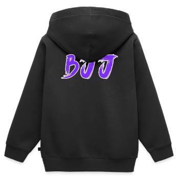 Ceinture violette BJJ – Jiu Jitsu Rank Design - Sweat Premium à capuche zippé enfant bio - noir - Dos - AI Model Kid Male (0cm)