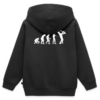 Évolution vers le saxophoniste Gift Music - Sweat Premium à capuche zippé enfant bio - noir - Dos - AI Model Kid Male (0cm)