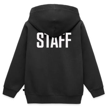 Staff - Kinder Premium Organic Zip Hoodie - Schwarz - Hinten - AI Model Kid Male (0cm)