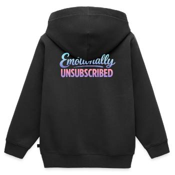 Sarcasme déconnecté émotionnellement Femmes drôles - Sweat Premium à capuche zippé enfant bio - noir - Dos - AI Model Kid Male (0cm)