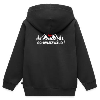 Schwarzwald mit Herzschlag und Herz Hut Berge - Kinder Premium Organic Zip Hoodie - Schwarz - Hinten - AI Model Kid Male (0cm)