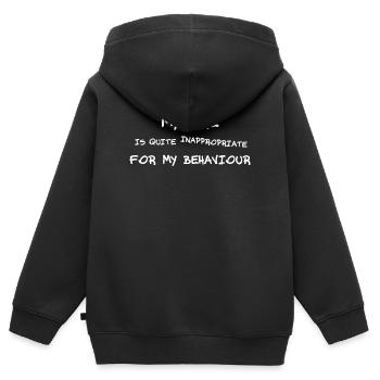 Mon âge est inapproprié - Sweat Premium à capuche zippé enfant bio - noir - Dos - AI Model Kid Male (0cm)