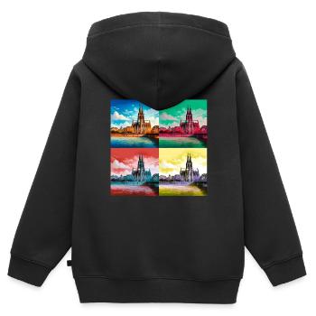 kölner dom,dom,koeln,herzen,malerei,warhol - Kinder Premium Organic Zip Hoodie - Schwarz - Hinten - AI Model Kid Male (0cm)