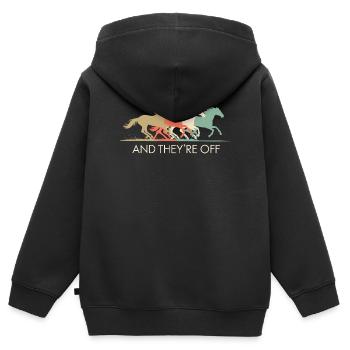 Vintage Rennpferde Illustration - Kinder Premium Organic Zip Hoodie - Schwarz - Hinten - AI Model Kid Male (0cm)