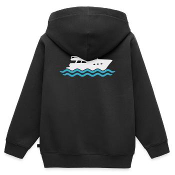 Yacht Silhouette Motorboot - Kinder Premium Organic Zip Hoodie - Schwarz - Hinten - AI Model Kid Male (0cm)