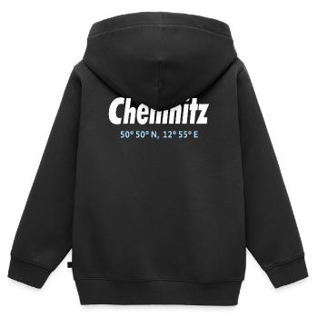 Coordonnées de Chemnitz - Sweat Premium à capuche zippé enfant bio - noir - Dos - AI Model Kid Male (0cm)