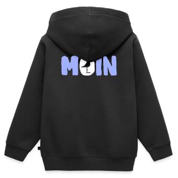 Moin mit die Möwe - Kinder Premium Organic Zip Hoodie - Schwarz - Hinten - AI Model Kid Male (0cm)