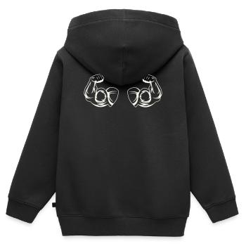 Biceps Fitness - Sweat Premium à capuche zippé enfant bio - noir - Dos - AI Model Kid Male (0cm)