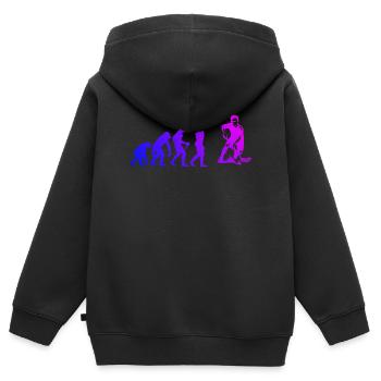 Floorball Fans aufgepasst schlichtes Statement - Kinder Premium Organic Zip Hoodie - Schwarz - Hinten - AI Model Kid Male (0cm)