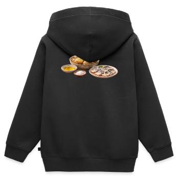 Baked potatoes with olija and selödka - Kids Premium Organic Zip-up Hoodie - black - Back - AI Model Kid Male (0cm)