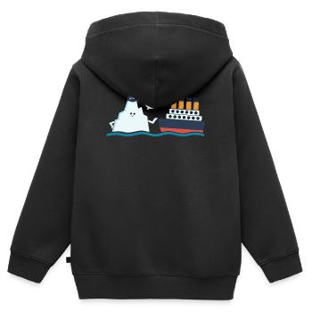 Titanic Comique Titanic et parodie Ic-eberg Boop - Sweat Premium à capuche zippé enfant bio - noir - Dos - AI Model Kid Male (0cm)
