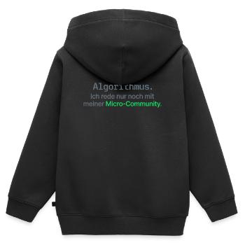 RIP Algorithmus Shirt für Micro-Community - Kinder Premium Organic Zip Hoodie - Schwarz - Hinten - AI Model Kid Male (0cm)