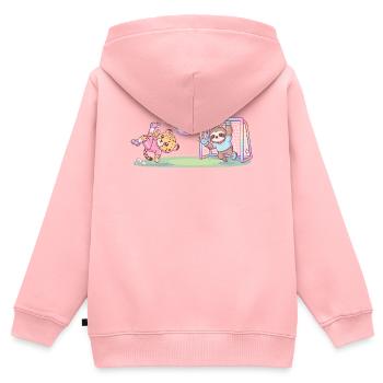 Funny Cheetah and Sloth Playing Football Kids - Kids Premium Organic Zip-up Hoodie - rose - Back - AI Model Kid Female (0cm)