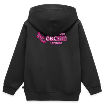 Encore une orchidée, je te le promets – l’art floral - Sweat Premium à capuche zippé enfant bio - noir - Dos - AI Model Kid Male (0cm)