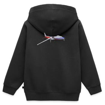 Avion de ligne bimoteur - Sweat Premium à capuche zippé enfant bio - noir - Dos - AI Model Kid Male (0cm)