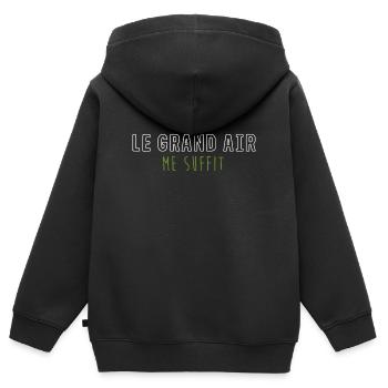 Le Grand Air Me Suffit - Nature Minimaliste - Sweat Premium à capuche zippé enfant bio - noir - Dos - AI Model Kid Male (0cm)