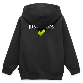 Conception juste idiote - Sweat Premium à capuche zippé enfant bio - noir - Dos - AI Model Kid Male (0cm)