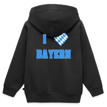 I love Bayer, Ich liebe Bayern - Kinder Premium Organic Zip Hoodie - Schwarz - Hinten - AI Model Kid Male (0cm)