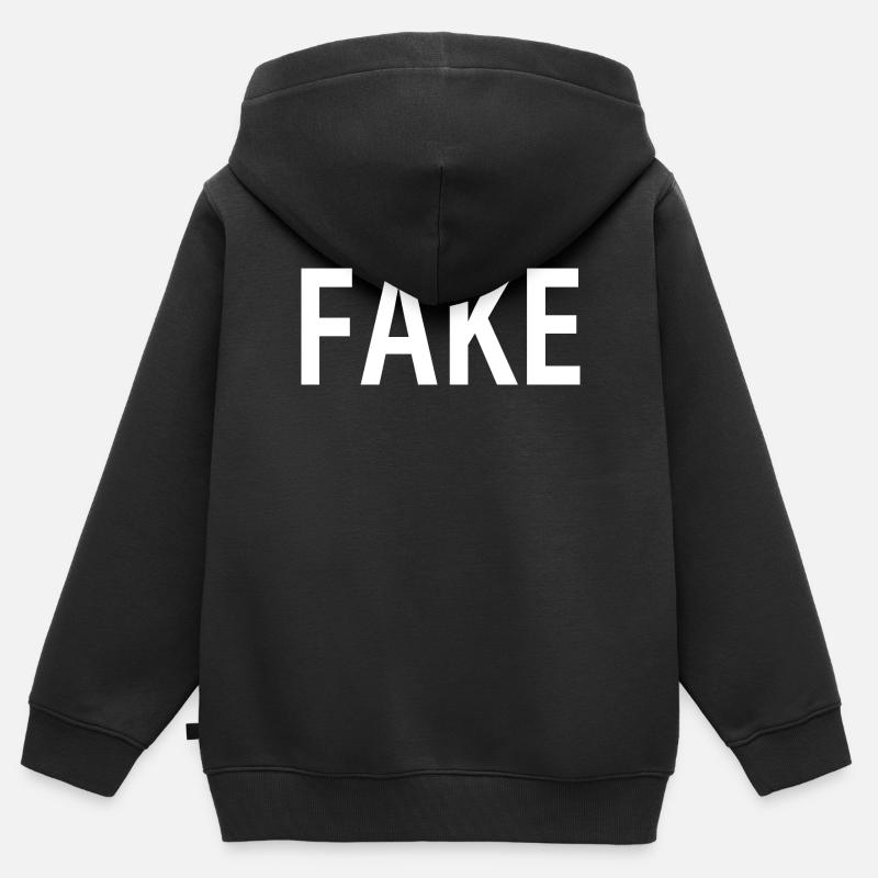 Faux - Sweat Premium à capuche zippé enfant bio - noir