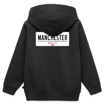 Ortsschild von Manchester - Kinder Premium Organic Zip Hoodie - Schwarz - Hinten - AI Model Kid Male (0cm)