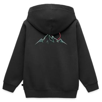 Chaîne de montagnes minimaliste avec soleil levant - Sweat Premium à capuche zippé enfant bio - noir - Dos - AI Model Kid Male (0cm)