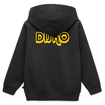 DISKO Nicki - Kinder Premium Organic Zip Hoodie - Schwarz - Hinten - AI Model Kid Male (0cm)