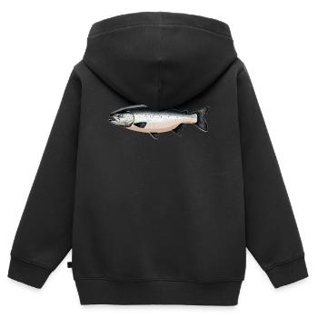 Saumon Saumon - Sweat Premium à capuche zippé enfant bio - noir - Dos - AI Model Kid Male (0cm)