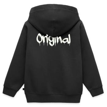 Langue source - Sweat Premium à capuche zippé enfant bio - noir - Dos - AI Model Kid Male (0cm)