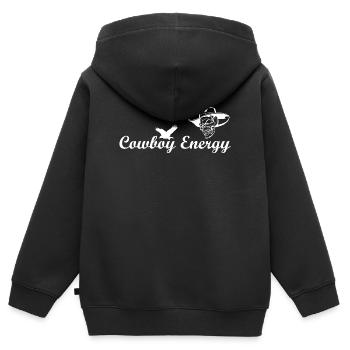 Cowboy_Energy_Design - Sweat Premium à capuche zippé enfant bio - noir - Dos - AI Model Kid Male (0cm)