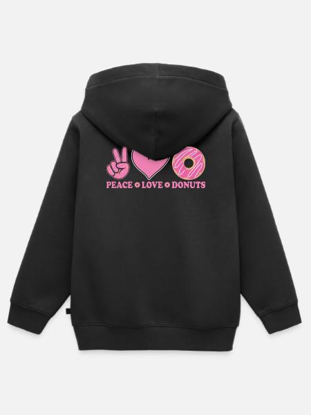 Peace Love Donuts - Kinder Premium Organic Zip Hoodie - Schwarz