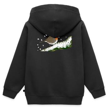 Rotkehlchen Wintermotiv Schnee Vogel Ast - Kinder Premium Organic Zip Hoodie - Schwarz - Hinten - AI Model Kid Male (0cm)