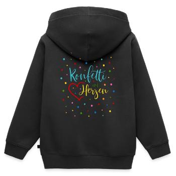 Konfetti im Herzen - Kinder Premium Organic Zip Hoodie - Schwarz - Hinten - AI Model Kid Male (0cm)