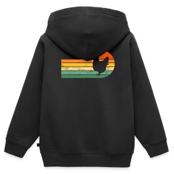 Huhn Hühner - Kinder Premium Organic Zip Hoodie - Schwarz - Hinten - AI Model Kid Male (0cm)
