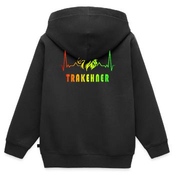 Conception de la fréquence cardiaque des chevaux - Sweat Premium à capuche zippé enfant bio - noir - Dos - AI Model Kid Male (0cm)
