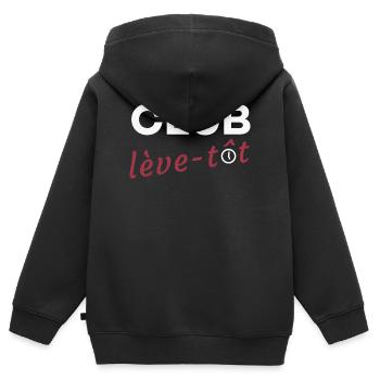 Club lève-tôt - Sweat Premium à capuche zippé enfant bio - noir - Dos - AI Model Kid Male (0cm)