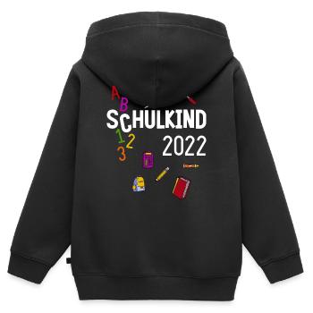 Schulkind 2022 Einschulung T-Shirt Geschenk - Kinder Premium Organic Zip Hoodie - Schwarz - Hinten - AI Model Kid Male (0cm)