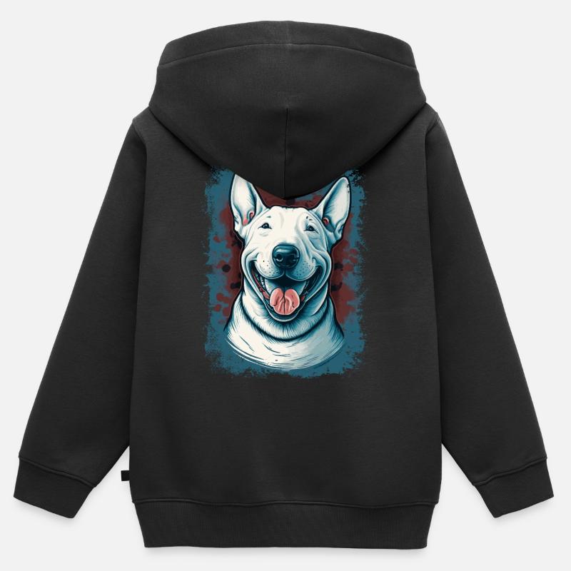 Joyeux Bull Terrier - Sweat Premium à capuche zippé enfant bio - noir
