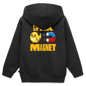 Kükenmagnet - Kinder Premium Organic Zip Hoodie - Schwarz - Hinten - AI Model Kid Male (0cm)