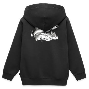 Hecht - Kinder Premium Organic Zip Hoodie - Schwarz - Hinten - AI Model Kid Male (0cm)