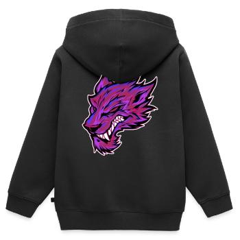 Wolf Kopf Wolfskopf Tattoo Graffiti Pink - Kinder Premium Organic Zip Hoodie - Schwarz - Hinten - AI Model Kid Male (0cm)