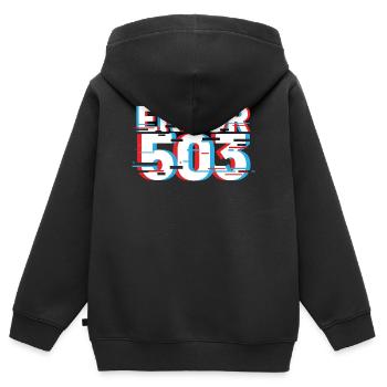 Error 503 Glitch - Kids Premium Organic Zip-up Hoodie - black - Back - AI Model Kid Male (0cm)