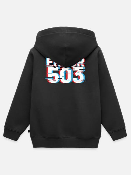 Error 503 Glitch - Kids Premium Organic Zip-up Hoodie - black