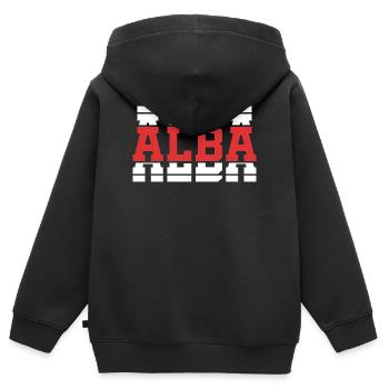 t-shirt Alba t-shirt idée cadeau texte empilé - Sweat Premium à capuche zippé enfant bio - noir - Dos - AI Model Kid Male (0cm)