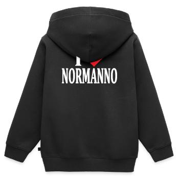 t-shirt j’aime Norman t-shirt idée cadeau - Sweat Premium à capuche zippé enfant bio - noir - Dos - AI Model Kid Male (0cm)