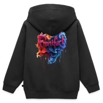 Frankfurt - Kinder Premium Organic Zip Hoodie - Schwarz - Hinten - AI Model Kid Male (0cm)