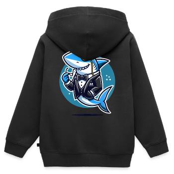 Edler Hai im Smoking-Vektor-Design - Kinder Premium Organic Zip Hoodie - Schwarz - Hinten - AI Model Kid Male (0cm)